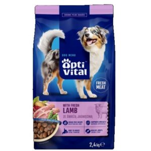 OPTIVITAL with fresh lamb - sausas maistas šunims - 2,4kg
