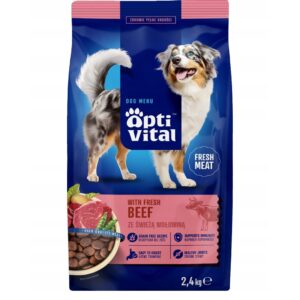 OPTIVITAL With fresh beef - sausas maistas šunims - 2,4kg