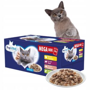 PREVITAL Mega Box Veal, salmon, liver, chicken - šlapias kačių maistas - 40X100g - Image 2