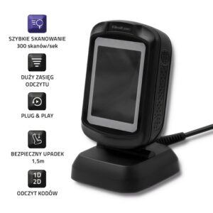 Qoltec 50864 Stacionarus 1D ir 2D kodų skaitytuvas | USB - Image 2