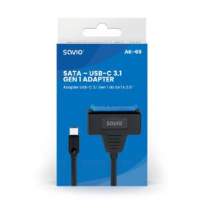 SAVIO AK-69 adapteris USB-C 3.1 Gen 1 (M) - SATA (F), skirtas 2,5 colio diskams - Image 3