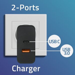 Qoltec 52380 Super greitas PD įkroviklis | 1xUSB-C | 1xUSB | 65W | 5-20V | 1,5-3,25A | Juoda - Image 2