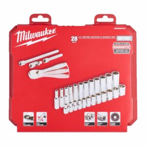 MILWAUKEE GALVUČIŲ RINKINYS 28 vnt. 1/4" SU REKETU