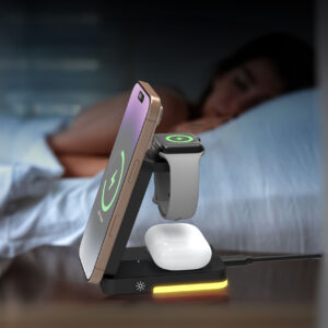 Mobile Origin 3in1 Foldable Charging Stand with light, PW28, black - Image 6