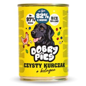 DOBRY PIES Mono Gryna vištiena + kolagenas – šlapias pašaras šuniui – 400g
