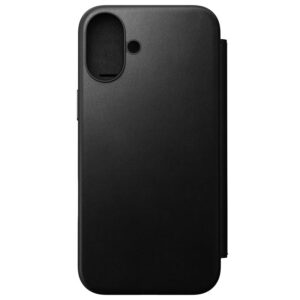 Nomad Modern Leather Folio, juodos spalvos - Apple iPhone 16 Plus