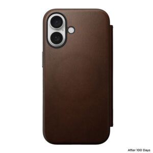 Nomad Modern Leather Folio, rudos spalvos - Apple iPhone 16 - Image 2
