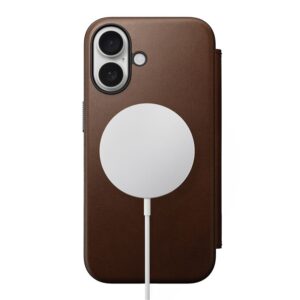 Nomad Modern Leather Folio, rudos spalvos - Apple iPhone 16 - Image 4