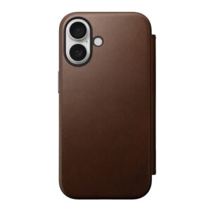 Nomad Modern Leather Folio, rudos spalvos - Apple iPhone 16