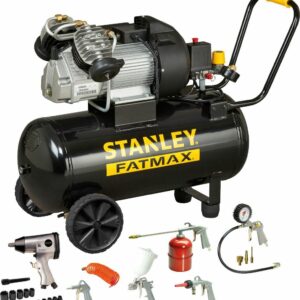 STANLEY TEPALINIS KOMPRESORIUS 50L FMXCM0083E DV2 FATMAX JUODAS 400/10/50 + DAŽYMO RINKINYS