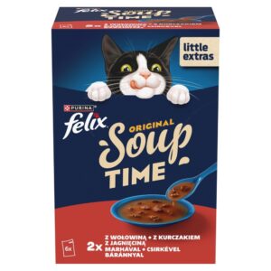 PURINA Felix Original Soup Time Box Beef, lamb, chcken - šlapias kačių maistas - 6x48g