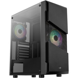 Aerocool Menace Saturn RGB Mid Tower, Tempered Glass - Black