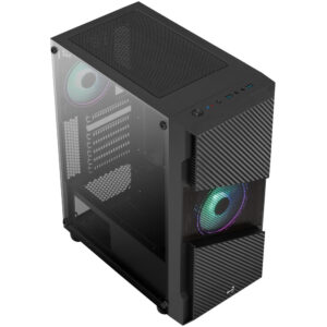 Aerocool Menace Saturn RGB Mid Tower, Tempered Glass - Black - Image 2