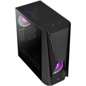 Aerocool Visor Mid Tower, Tempered Glass - Black - Image 2