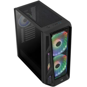 Aerocool AirHawk Duo Mid Tower, Tempered Glass - Black - Image 2