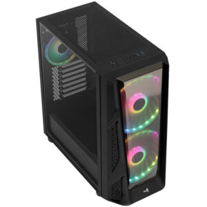 Aerocool NightHawk Duo Mid Tower, Tempered Glass - Black - Image 2