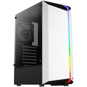 Aerocool Bionic v1 Mid Tower, RGB, Tempered Glass - Black/White