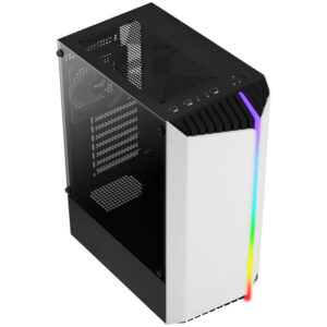 Aerocool Bionic v1 Mid Tower, RGB, Tempered Glass - Black/White - Image 2