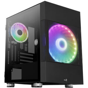 Aerocool Atomic v1 Mid Tower, ARGB, Tempered Glass - Black