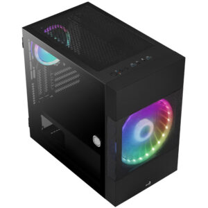 Aerocool Atomic v1 Mid Tower, ARGB, Tempered Glass - Black - Image 2