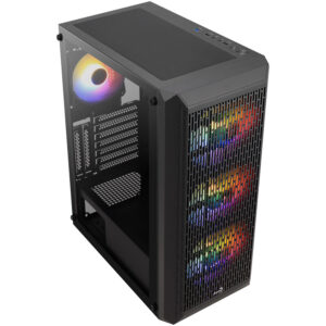 Aerocool Beam-G-BK-v2 Mid Tower, Tempered Glass - Black - Image 2