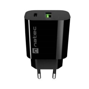 SIENINIS ĮKROVIKLIS NATEC RIBERA 1X USB-A + 1X USB-C 20W JUODAS - Image 2