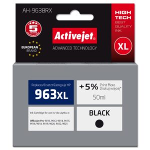 Activejet AH-963BRX rašalas HP spausdintuvams, pakaitinis HP 963XL 3JA30AE; Premium; 2100 puslapių; juodas