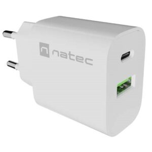 SIENINIS ĮKROVIKLIS NATEC RIBERA 1X USB-A + 1X USB-C 20W BALTAS - Image 2