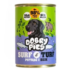 DOBRY PIES Surf & Turf Trout and wild boar - drėgnas ėdalas šunims - 400g