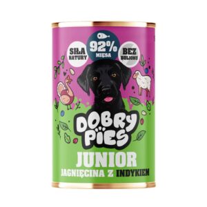 DOBRY PIES Junior Ėriena su kalakutiena – šlapias pašaras šuniui – 400g