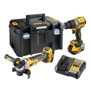 DeWalt DCK2026P2T-QW Kombinuotas rinkinys DCD805 + DCG405, 18 V XR 2×5,0 Ah juodas, geltonas