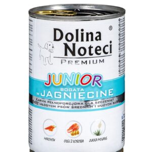 Dolina Noteci Premium Junior turtingas ėriena - šlapias maistas vidutinių ir didelių veislių šuniukams - 400g