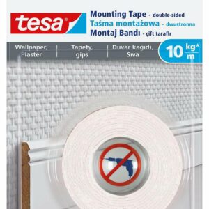 TESA DVIPUSĖ JUOSTA POWERBOND 1,5m x 19mm TAPETAMS IR TINKUI