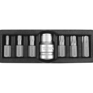 YATO TORX antgalių rinkinys 7 vnt. 0416 T25 - T55 + ADAPTERIS, SU ANGA