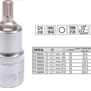 YATO RAKTAS SU ANTGALIU SPLINE 1/2 M10x 55mm 04343