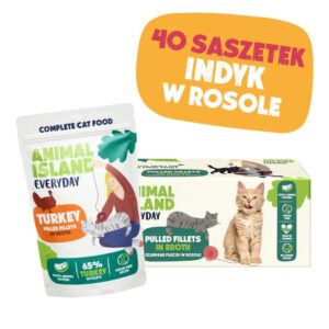 ANIMAL ISLAND Turkey in broth - šlapias kačių maistas - 40x85g