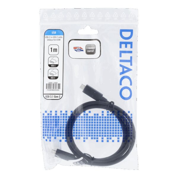 deltaco-usbc-1402-1m-10gbps-5a-100w-black-juodas-usb-c-kabelis