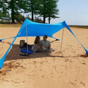 TURISTINIS PAPLŪDIMIO PAVĖSINĖ NUO SAULĖS SU SMĖLIO SVARMENIMIS LYCRA 2.1X2X1.5M 1050089 - Image 2