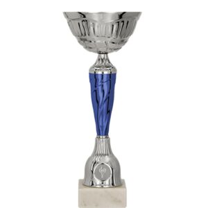 Sidabrinė ir mėlyna metalinė taurė 9258B