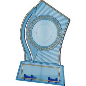 Plastikowa taurė – skaidri su auksine spalva, su vieta įklijai 25/40mm ir lentelei 56mmX18mm T-M PS130/BL/G