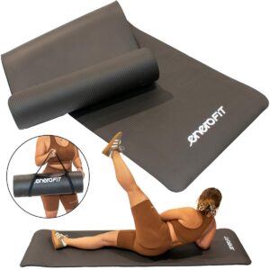FITNESO KILIMĖLIS NBR NESLYSTANTIS 183x61x1.5CM JUODAS + DĖKLAS ENERO FIT 1066516