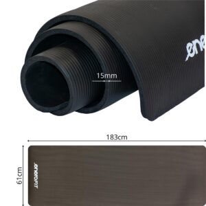 FITNESO KILIMĖLIS NBR NESLYSTANTIS 183x61x1.5CM JUODAS + DĖKLAS ENERO FIT 1066516 - Image 5