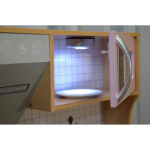 MEDINĖ VIRTUVĖLĖ VAIKAMS SU ŠVIEČIANČIAIS DEGIKLIAIS IR LED LEMPUTE 87x30x83,5CM WOODEN 1041124 - Image 3