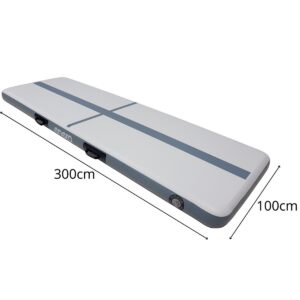 AIR TRACK GIMNASTIKOS ČIUŽINYS AKROBATIKOS TAKELIS 300X100X15CM ELEKTRINĖ POMPA PILKAS 1078991 - Image 6