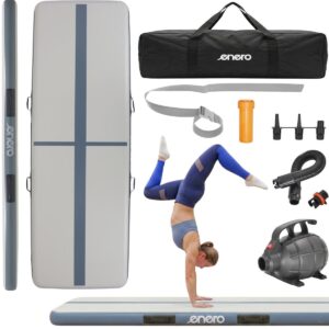 AIR TRACK GIMNASTIKOS ČIUŽINYS AKROBATIKOS TAKELIS 300X100X15CM ELEKTRINĖ POMPA PILKAS 1078991 - Image 7