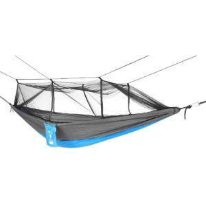 TURISTINIS HAMAKAS 2 ASMENŲ 270X140CM SU TINKLELIU NUO UODŲ MĖLYNAS 1031408