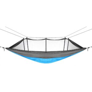 TURISTINIS HAMAKAS 2 ASMENŲ 270X140CM SU TINKLELIU NUO UODŲ MĖLYNAS 1031408 - Image 3