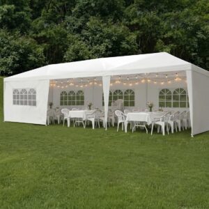 SODO PAVĖSINĖ CATERING PALAPINĖ PE 9x3M + 8 SIENELĖS BALTA 1048765 - Image 4