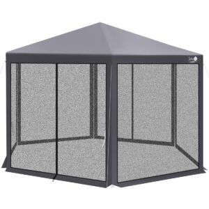 ŠEŠIAKAMPIS SODO PAVĖSINĖ 2x2x2x2.5M SU TINKLELIU NUO UODŲ PILKAS 1050171 - Image 2