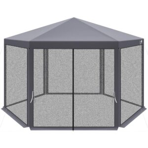 ŠEŠIAKAMPIS SODO PAVĖSINĖ 2x2x2x2.5M SU TINKLELIU NUO UODŲ PILKAS 1050171 - Image 3